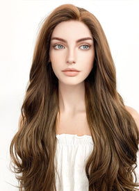 Long Wavy Mixed Brown Lace Front Synthetic Hair Wig LF321