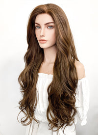 Long Wavy Mixed Brown Lace Front Synthetic Hair Wig LF321