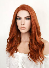 Long Wavy Reddish Orange Lace Front Synthetic Hair Wig LF3229