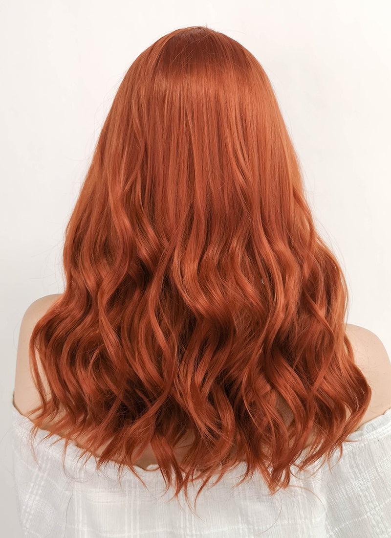 Long Wavy Reddish Orange Lace Front Synthetic Hair Wig LF3229