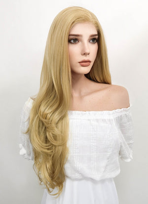 Long Wavy Blonde Lace Front Synthetic Hair Wig LF323