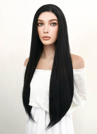 Long Straight Jet Black Lace Front Synthetic Hair Wig LF327