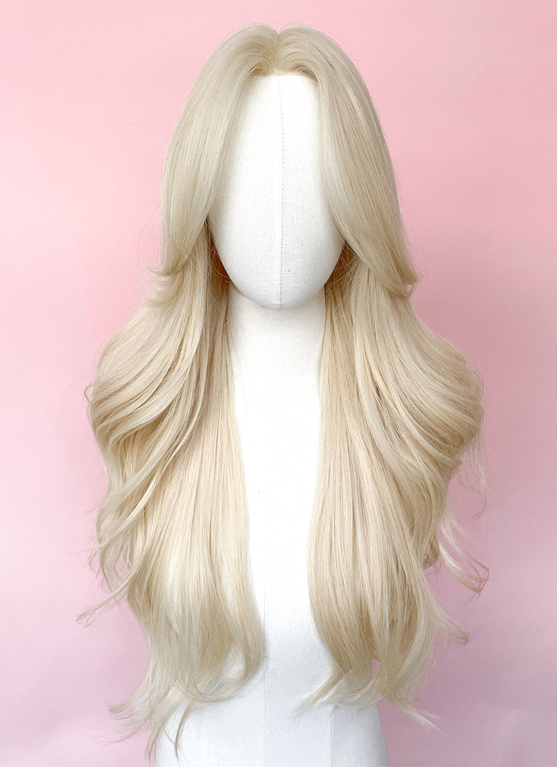 Barbie Long Wavy Light Blonde Curtain Bangs Lace Front Synthetic Hair Wig LF3299A