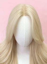 Barbie Long Wavy Light Blonde Curtain Bangs Lace Front Synthetic Hair Wig LF3299A