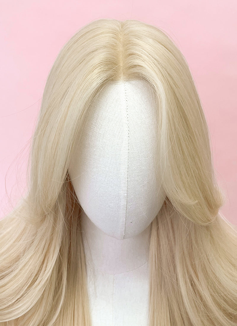 Barbie Long Wavy Light Blonde Curtain Bangs Lace Front Synthetic Hair Wig LF3299A