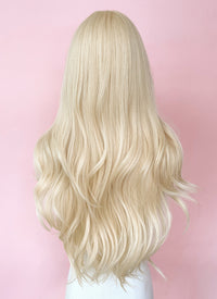 Barbie Long Wavy Light Blonde Curtain Bangs Lace Front Synthetic Hair Wig LF3299A