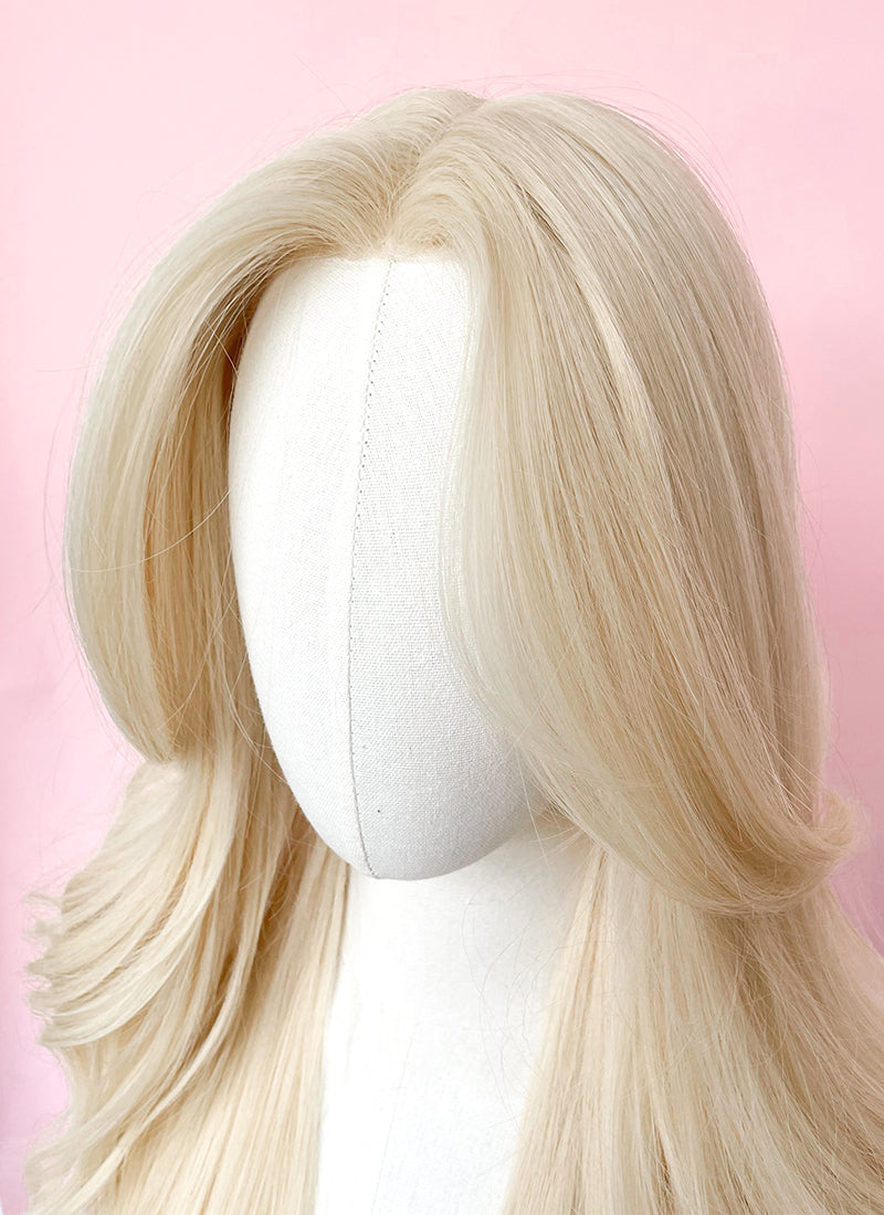 Barbie Long Wavy Light Blonde Curtain Bangs Lace Front Synthetic Hair Wig LF3299A