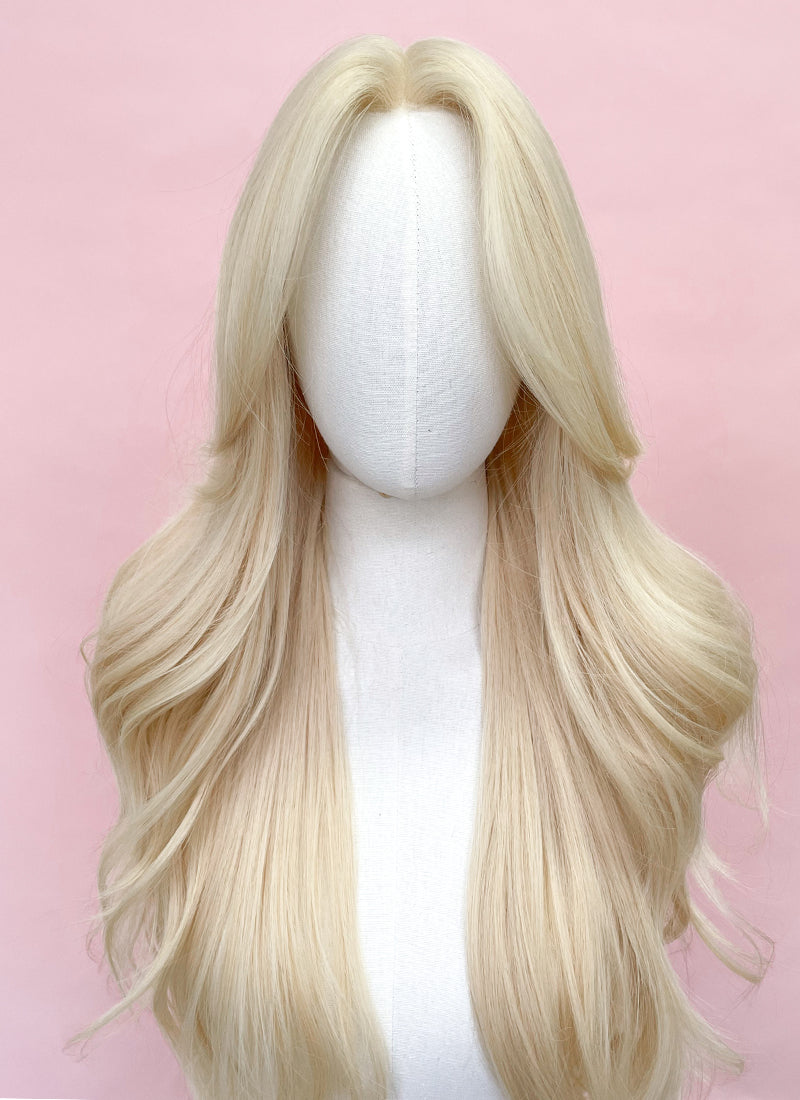 Barbie Long Wavy Light Blonde Curtain Bangs Lace Front Synthetic Hair Wig LF3299A