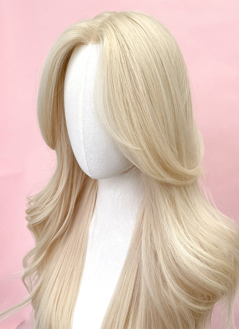 Barbie Long Wavy Light Blonde Curtain Bangs Lace Front Synthetic Hair Wig LF3299A