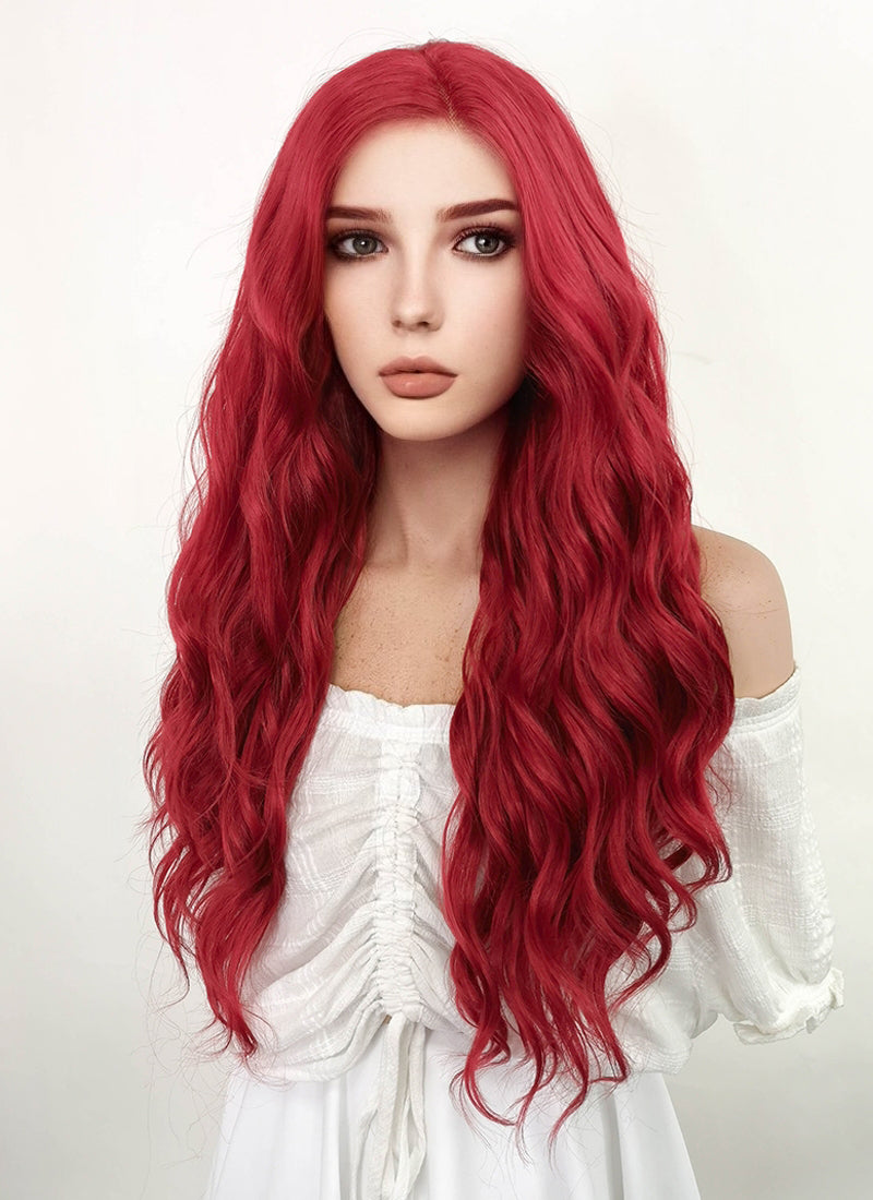 Long Wavy Red Lace Front Synthetic Fashion Wig LF355
