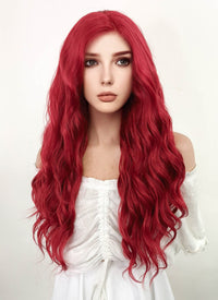 DC Batman Poison Ivy Long Curly Red Lace Front Synthetic Hair Wig LF355