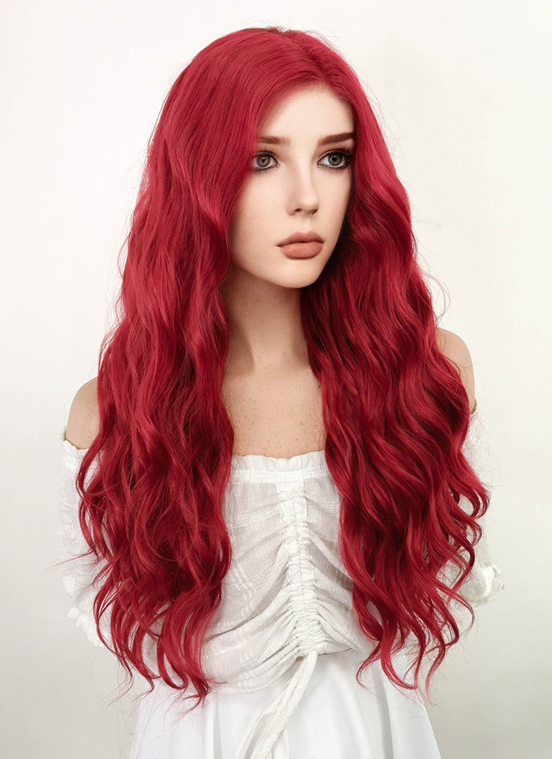Long Wavy Red Lace Front Synthetic Fashion Wig LF355