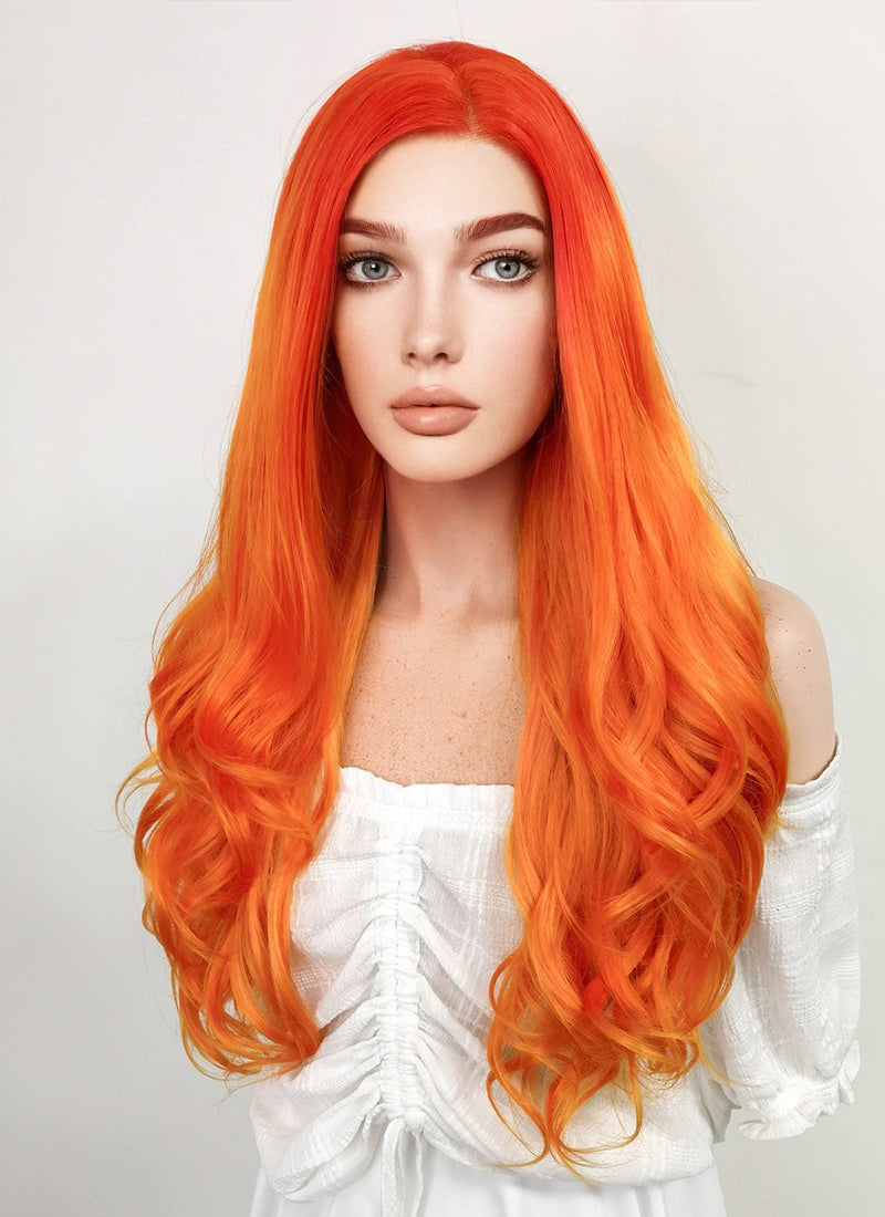 DC Starfire Long Curly Red Mixed Orange Lace Front Synthetic Hair Wig –  CosplayBuzz