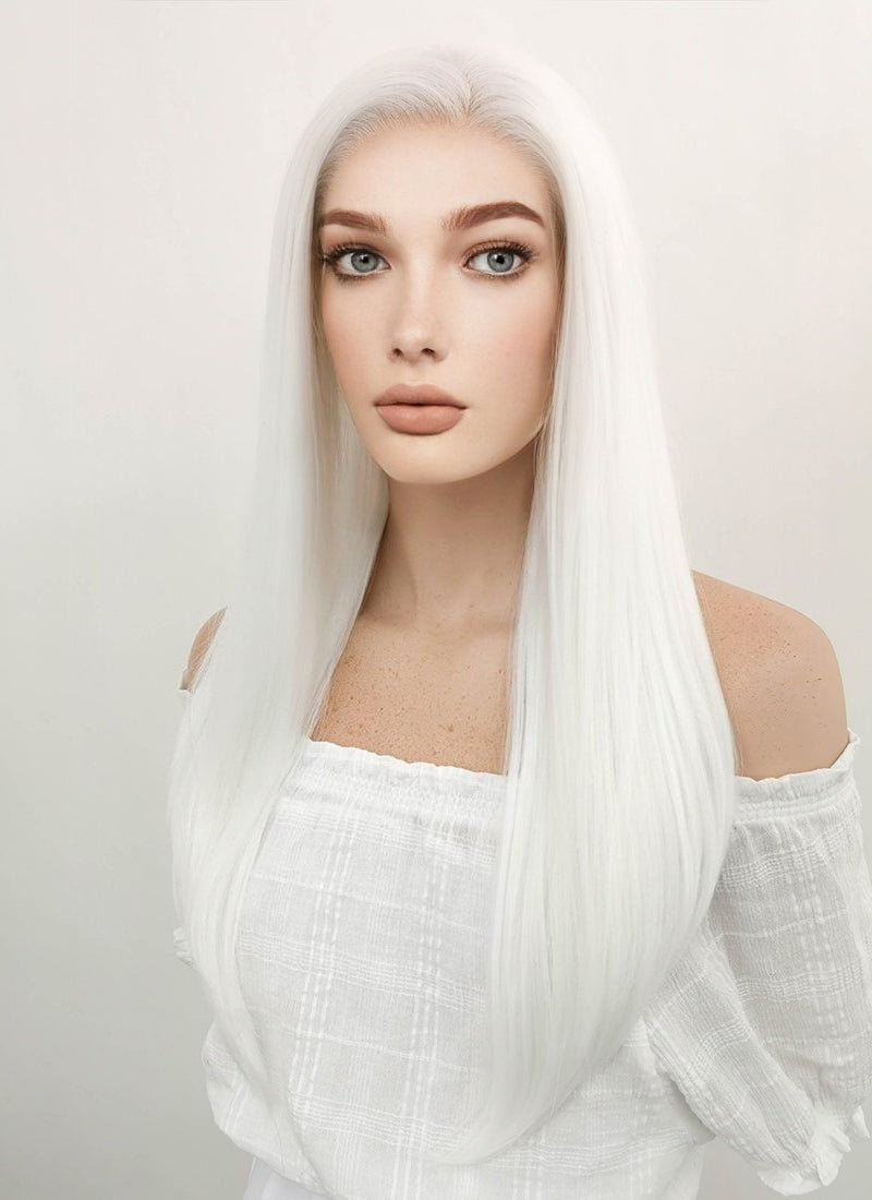 Long Straight White Lace Front Synthetic Hair Wig LF387