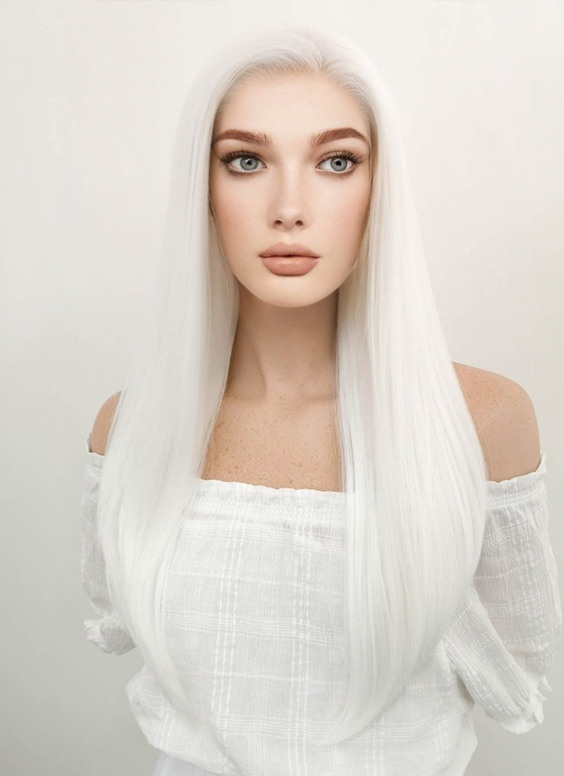 Long Straight White Lace Front Synthetic Hair Wig LF387