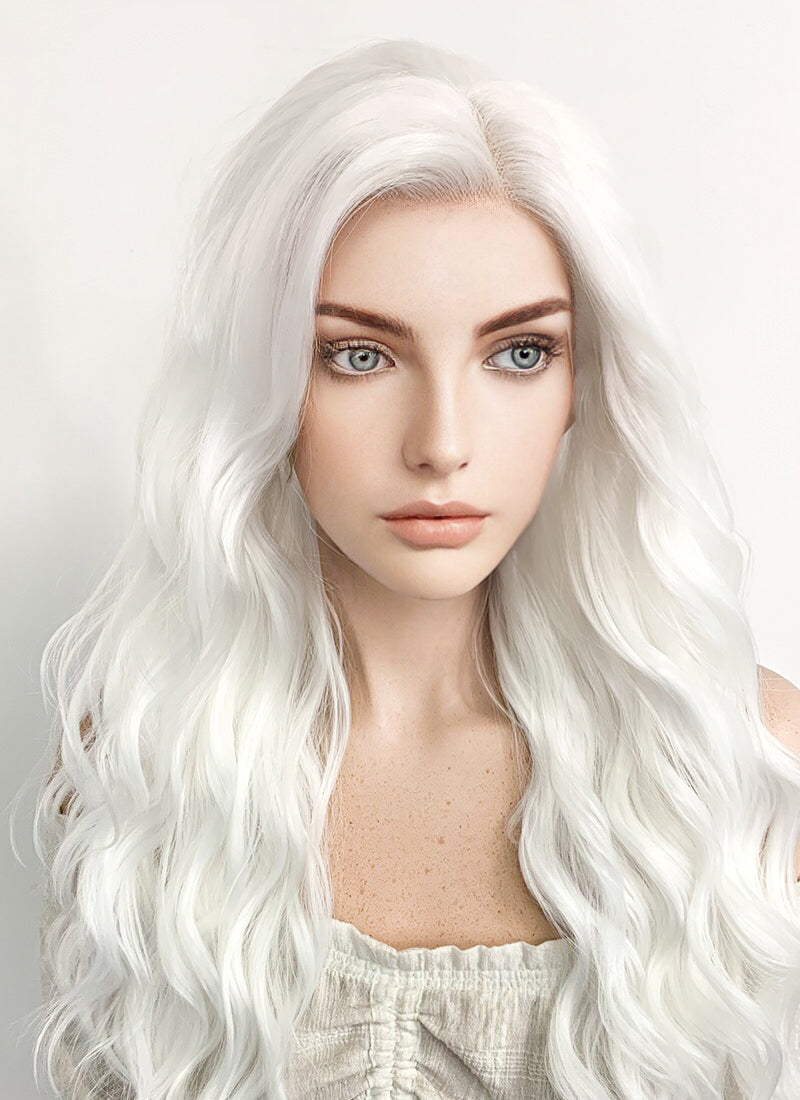 Long Wavy White Lace Front Synthetic Hair Wig LF388