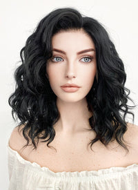 Medium Wavy Bob Black Lace Front Synthetic Hair Wig LF406