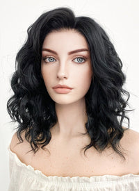 Medium Wavy Bob Black Lace Front Synthetic Hair Wig LF406