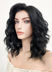 Medium Wavy Bob Black Lace Front Synthetic Hair Wig LF406
