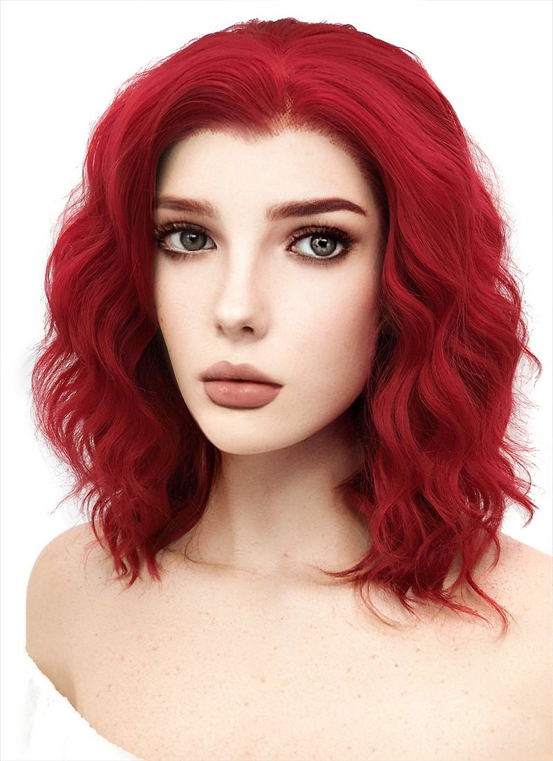 Medium Wavy Bob Red Lace Front Synthetic Hair Wig LF408