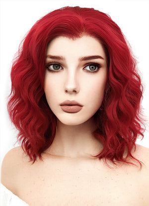 Medium Wavy Bob Red Lace Front Synthetic Hair Wig LF408