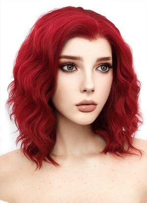 Medium Wavy Bob Red Lace Front Synthetic Hair Wig LF408