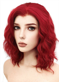 Medium Wavy Bob Red Lace Front Synthetic Hair Wig LF408