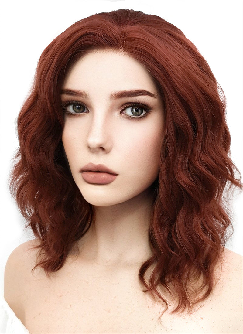 Medium Wavy Bob Auburn Lace Front Synthetic Hair Wig LF409