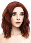 Medium Wavy Bob Auburn Lace Front Synthetic Hair Wig LF409