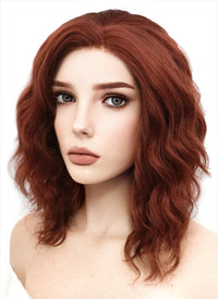 Medium Wavy Bob Auburn Lace Front Synthetic Hair Wig LF409
