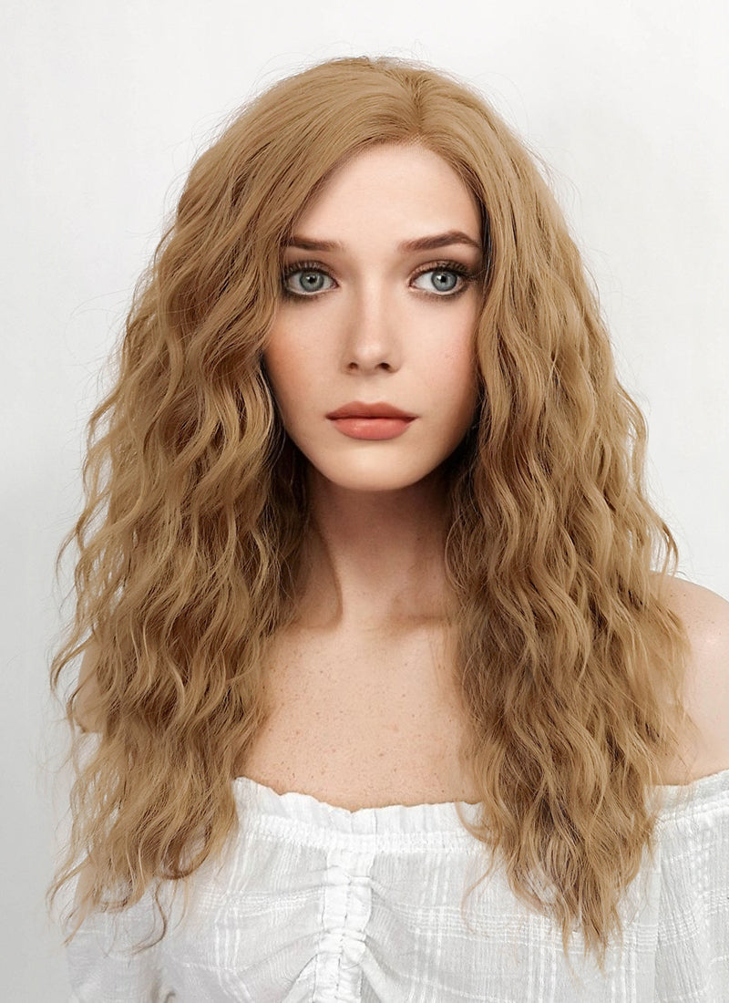 Scarlet Witch Wanda Maximoff Long Wavy Golden Blonde Lace Front Synthetic Hair Wig LF5094