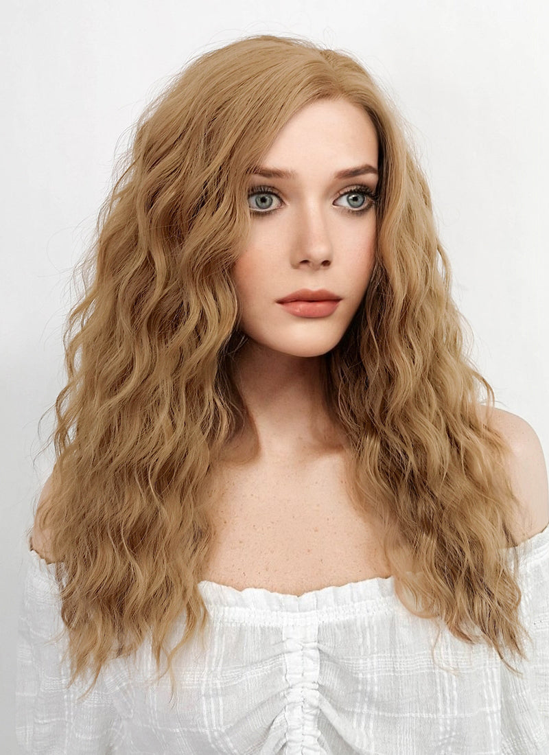 Scarlet Witch Wanda Maximoff Long Wavy Golden Blonde Lace Front Synthetic Hair Wig LF5094