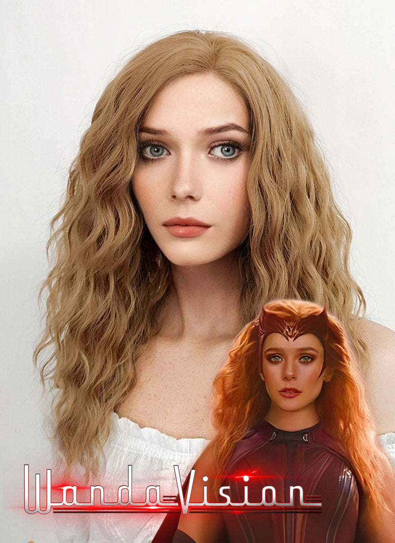 Marvel Scarlet Witch Wanda Maximoff Long Wavy Golden Blonde Lace Front Synthetic Hair Wig LF5094