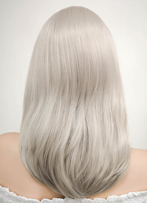 Medium Straight Bob Pastel Grey Blonde Lace Front Synthetic Hair Wig LF509 - CosplayBuzz
