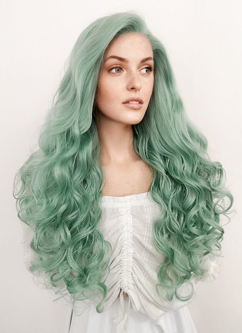 Critical Role: Fearne Calloway Wavy Pastel Green Lace Front Wig LF5117
