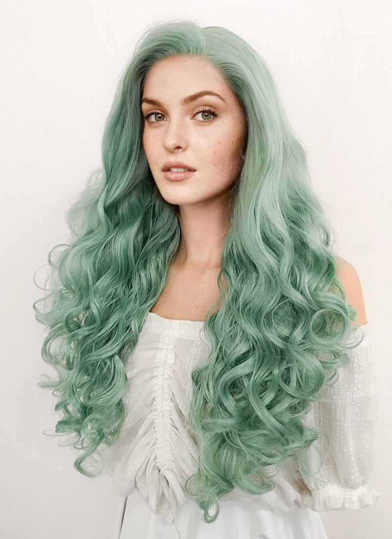 Critical Role: Fearne Calloway Wavy Pastel Green Lace Front Wig LF5117