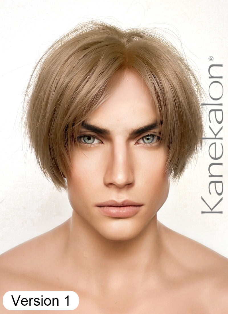 Resident Evil 4 Leon S. Kennedy Brunette Blonde Lace Front Kanekalon Synthetic Men's Wig LF6009