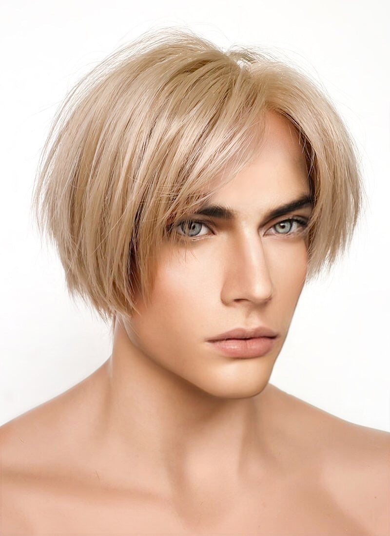 Resident Evil 4 Leon S. Kennedy Brunette Blonde Lace Front Kanekalon Synthetic Men's Wig LF6009