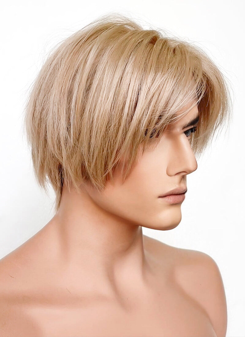 Resident Evil 4 Leon S. Kennedy Brunette Blonde Lace Front Kanekalon Synthetic Men's Wig LF6009