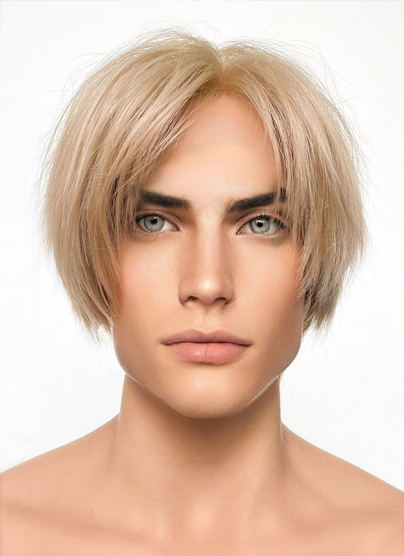 Resident Evil 4 Leon S. Kennedy Brunette Blonde Lace Front Kanekalon Synthetic Men's Wig LF6009