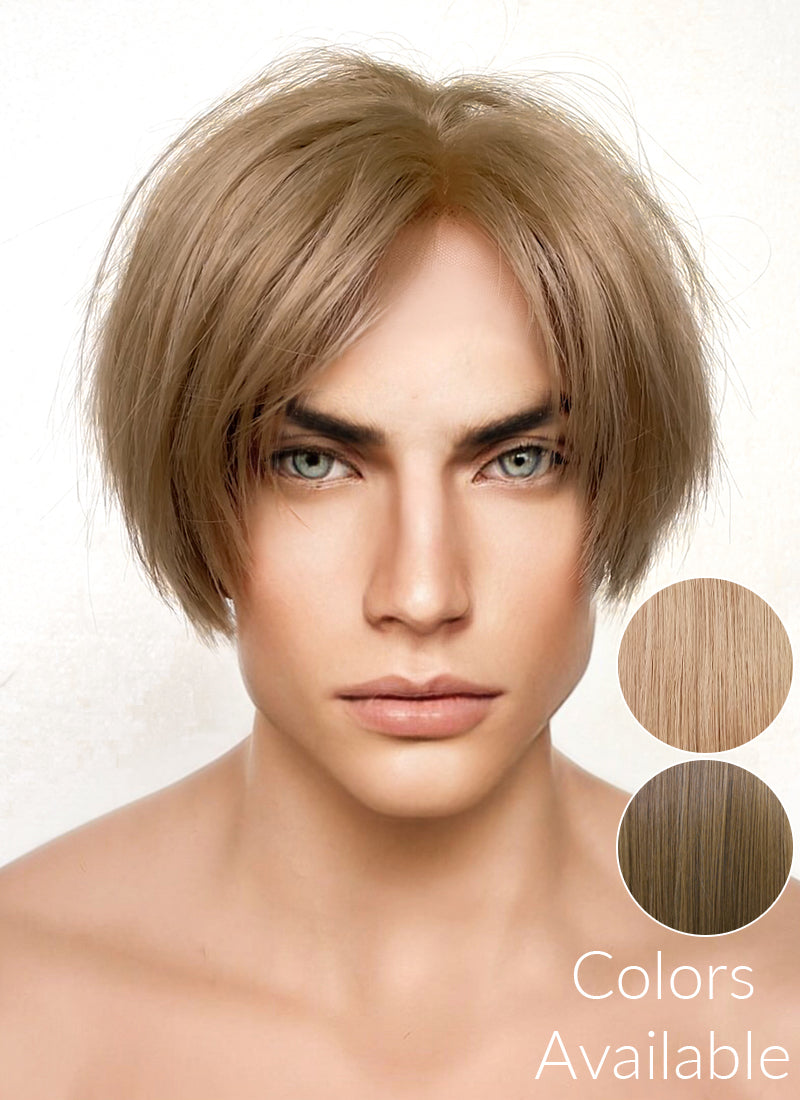 Resident Evil 4 Leon S. Kennedy Brunette Blonde Lace Front Kanekalon Synthetic Men's Wig LF6009