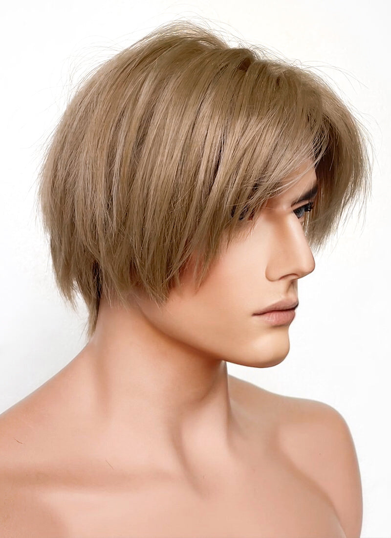 Resident Evil 4 Leon S. Kennedy Brunette Blonde Lace Front Kanekalon Synthetic Men's Wig LF6009