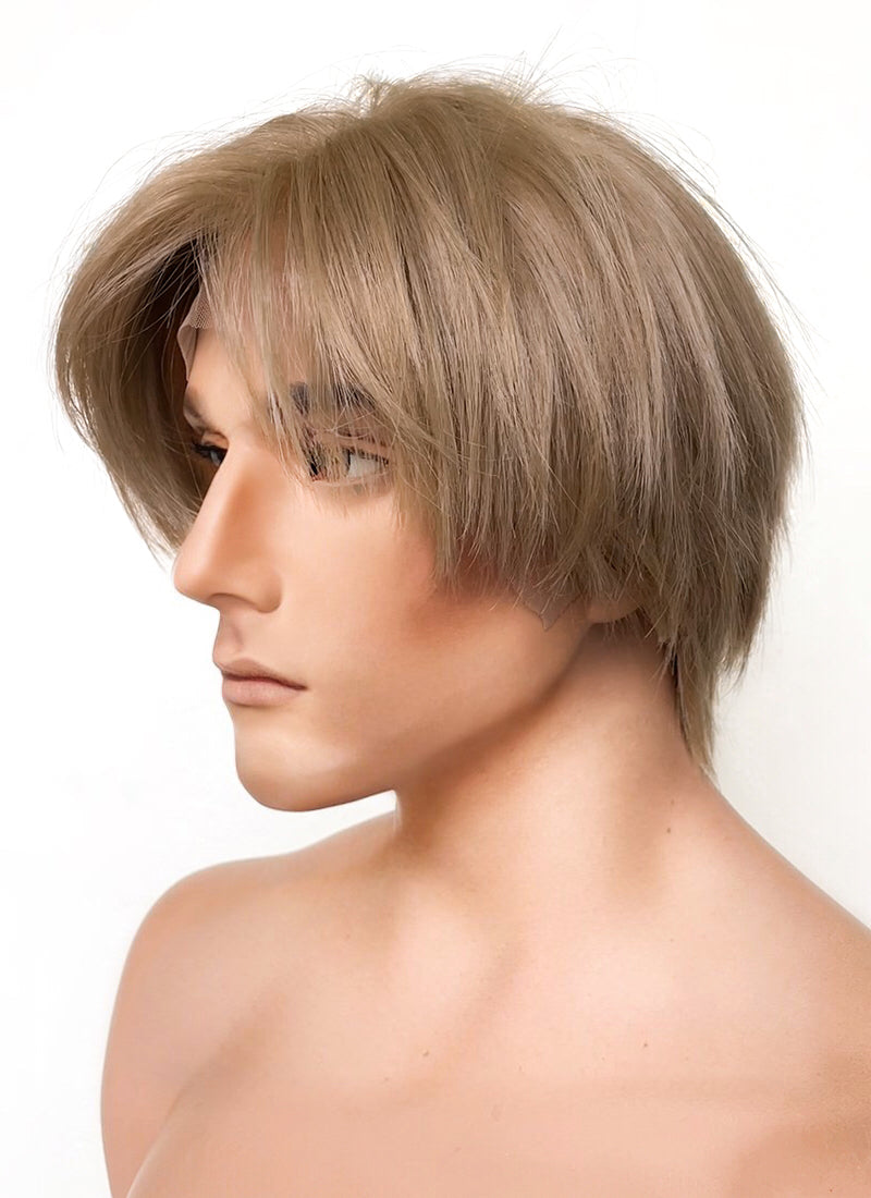 Resident Evil 4 Leon S. Kennedy Brunette Blonde Lace Front Kanekalon Synthetic Men's Wig LF6009