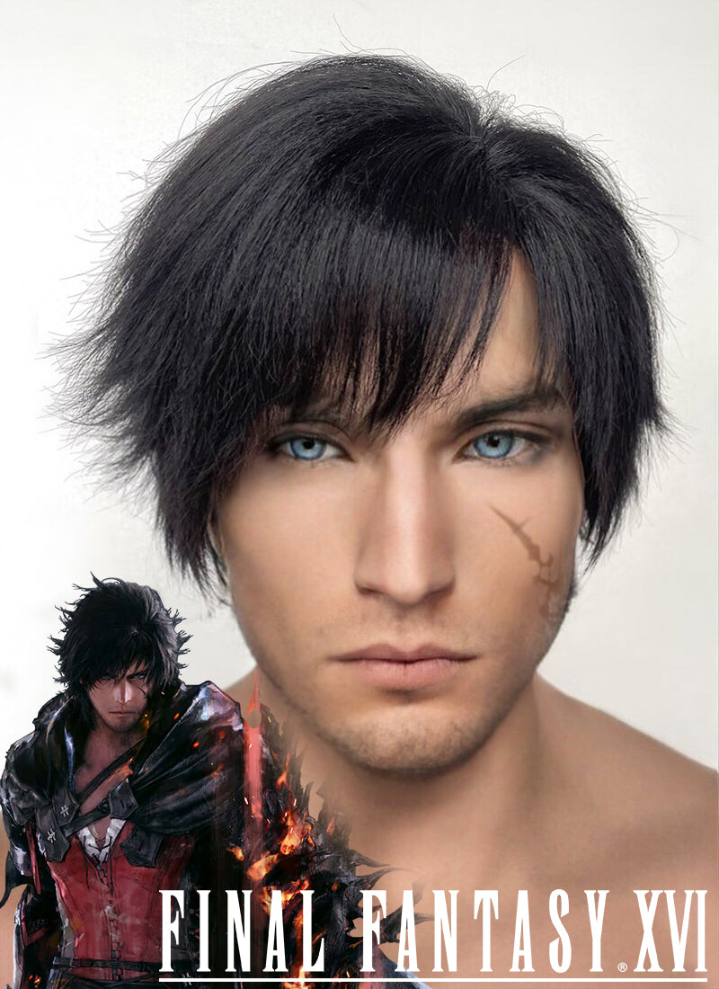 Final Fantasy XVI Clive Rosfield Yaki Jet Black Lace Front Synthetic Men's Wig LF6012