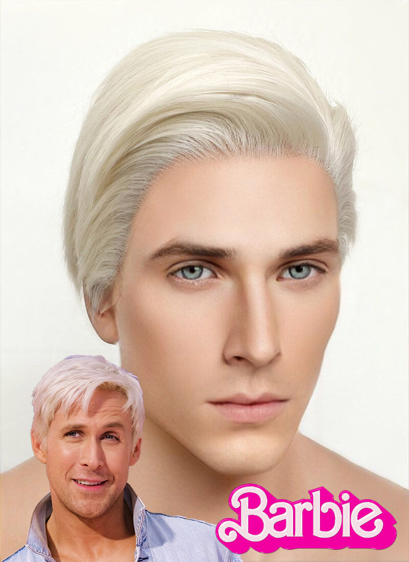 Barbie Ken Short Straight Platinum Blonde Lace Front Synthetic Men's Wig LF6023