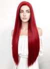 Long Straight Yaki Red Lace Front Synthetic Hair Wig LF624A