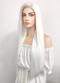 Long Straight Yaki White Lace Front Synthetic Hair Wig LF624B