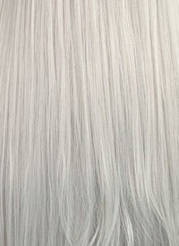 Long Straight Yaki Silver Grey Lace Front Synthetic Hair Wig LF624N