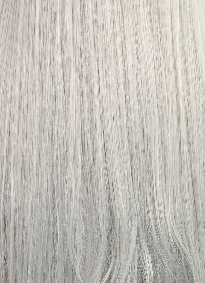 Long Straight Yaki Silver Grey Lace Front Synthetic Hair Wig LF624N