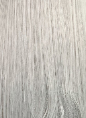 Long Straight Yaki Silver Grey Lace Front Synthetic Hair Wig LF624N